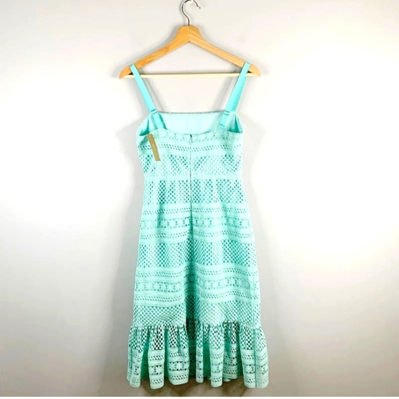 J. Crew Women's Geometric Lace Midi Dress Blue Crochet NWT Tank Ruffle XS 00 - Picture 2 of 3